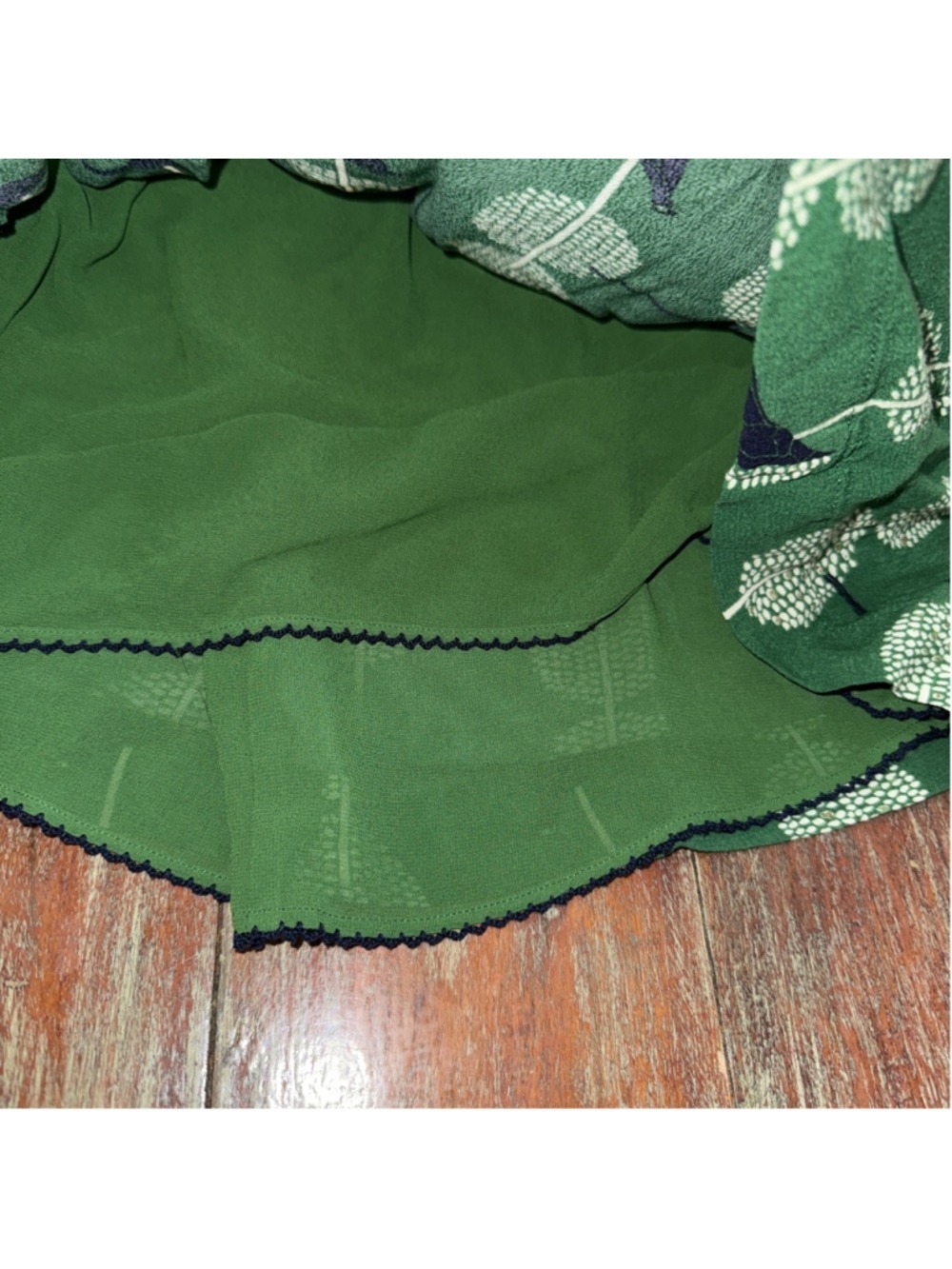 Maeve Anthropologie Green Pheasant Bird Print Dress Pockets Navy Gold S HTF - Picture 8 of 15